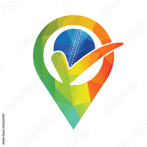 Cricket ball check vector logo design.