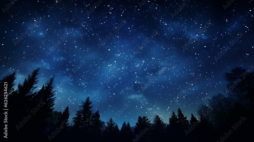 a starry night sky over trees