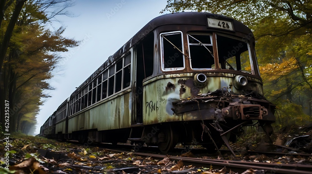 Obraz premium an old train on the tracks