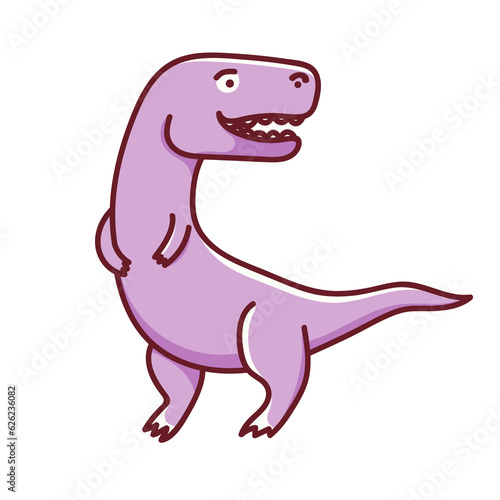 Cute cartoon dinosaur. Illustration on transparent background