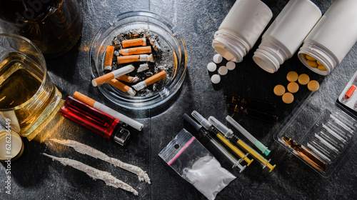 Fotografie Addictive substances, including alcohol, cigarettes and drugs