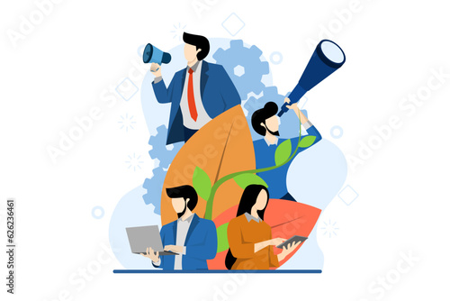 Digital Marketing Concept, business promotion announcement symbol, online advertising, megaphone call, online alert, digital campaign theme. flat style vector illustration on a white background.
