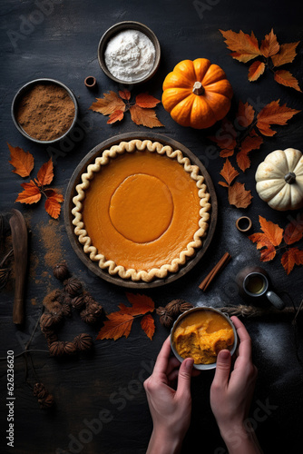 Traditional american homemade pumpkin pie