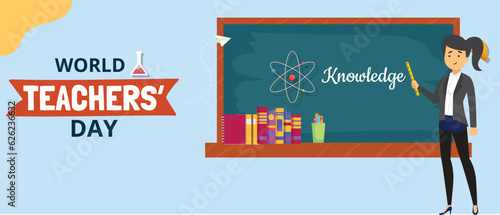 Happy teacher`s day horizontal banner design 
