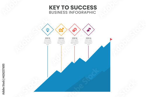 Infographic design template. Mountain concept with 4 steps