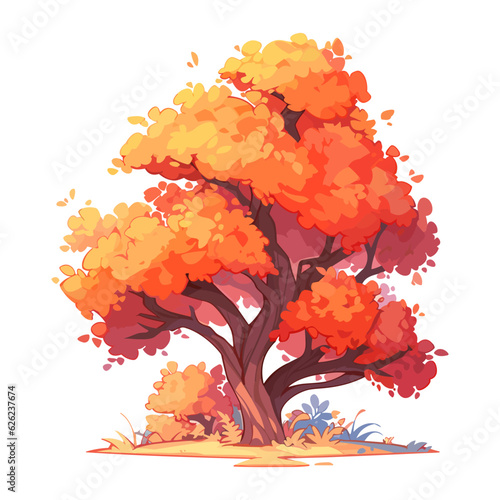Autumn tree vector illustration. Autumn season. Tree isolated