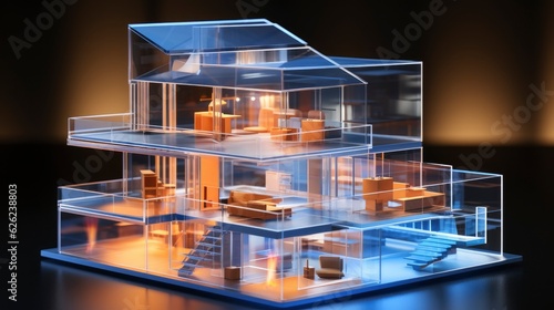 Building House Hologram, Generative AI © kanesuan