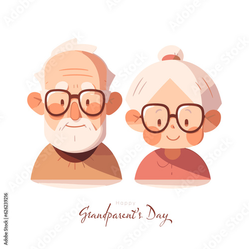Grandfather and Grandmother staying together. Grandparents Day celebration. Vector banner