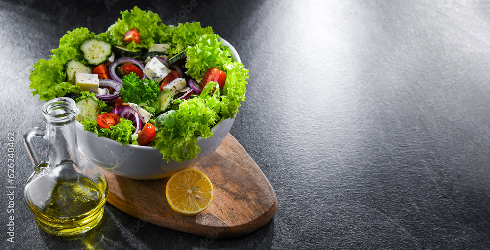 Composition with a vegetable salad bowl Composition with a vegetable salad bowl