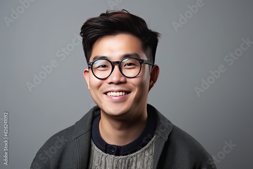 Portrait of a happy asian man. Generative AI