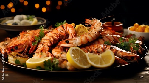 a plate of seafood