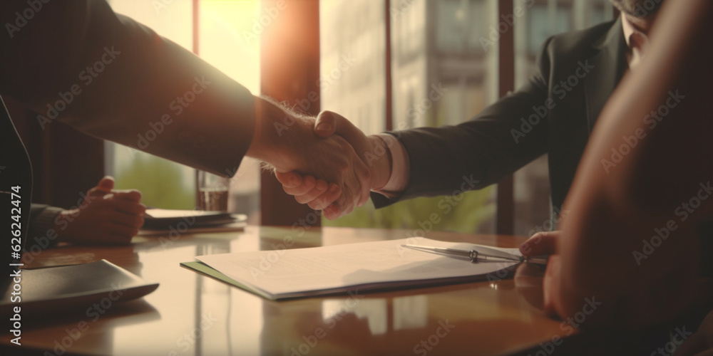 Sealing the Deal Symbolic Real Estate Sale with Handshake Between Contracting Parties AI generated Sealing the Deal Symbolic Real Estate Sale with Handshake Between Contracting Parties AI generated