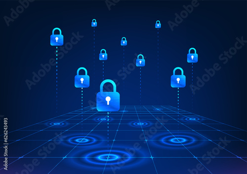 Security technology It is a technology that protects cyber data from loss and theft and requires identity verification. It is a table with data lines going up to the lock.