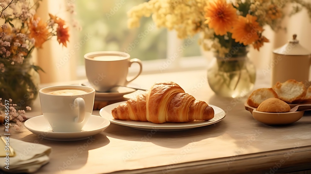 a table with food and cups