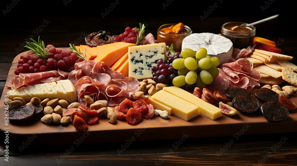 a wooden cutting board with food on it a wooden cutting board with food on it