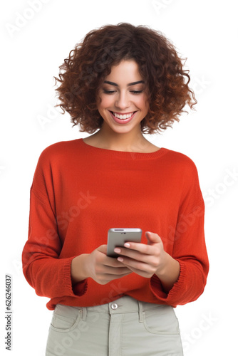 Slika na platnu woman using cell phone isolated on white
