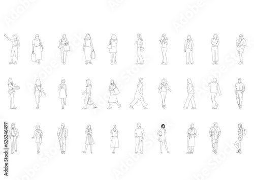 outline people drawing man woman vector illustration. isolated graphic person people isolated sketch simplicity hand drawn human continuous line. people stand design group business concept.