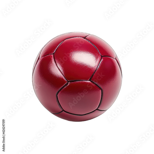 A vibrant red soccer ball on a clean white background