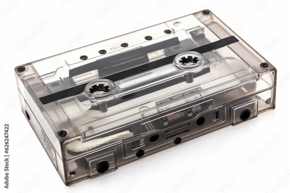 Audio cassette on white background generated by AI Audio cassette on white background generated by AI