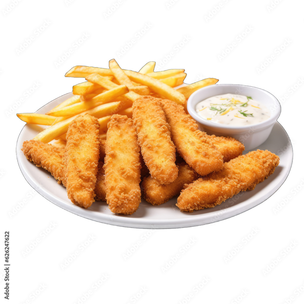 A delicious plate of golden french fries served with a flavorful dipping sauce A delicious plate of golden french fries served with a flavorful dipping sauce