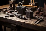 Japanese Woodworking Tools on Rustic Workbench. Generative AI