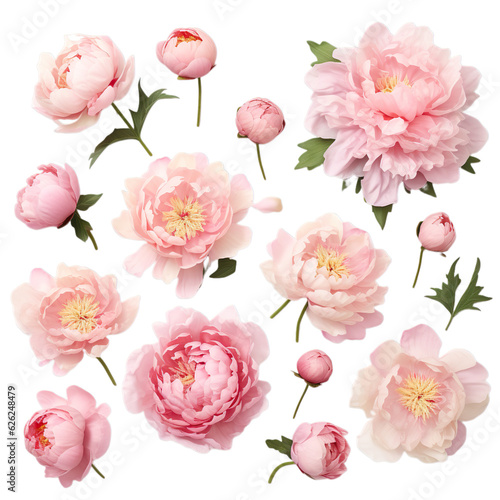 Fototapeta Naklejka Na Ścianę i Meble -  Different view of Peony Paeonia set collection