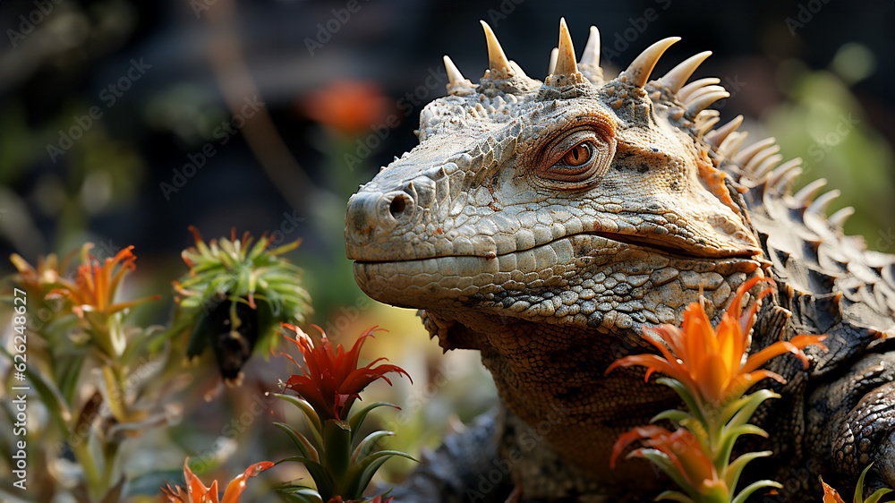 Fantasy dinosaur in a prehistoric forest Fantasy dinosaur in a prehistoric forest