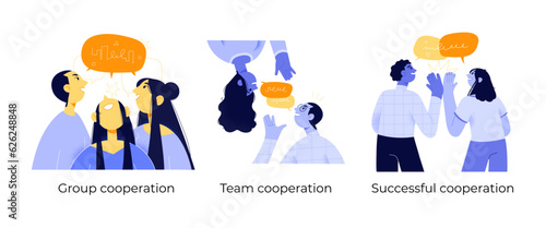 Business Concept illustrations. Scenes with men and women taking part in business activities. Vector illustration