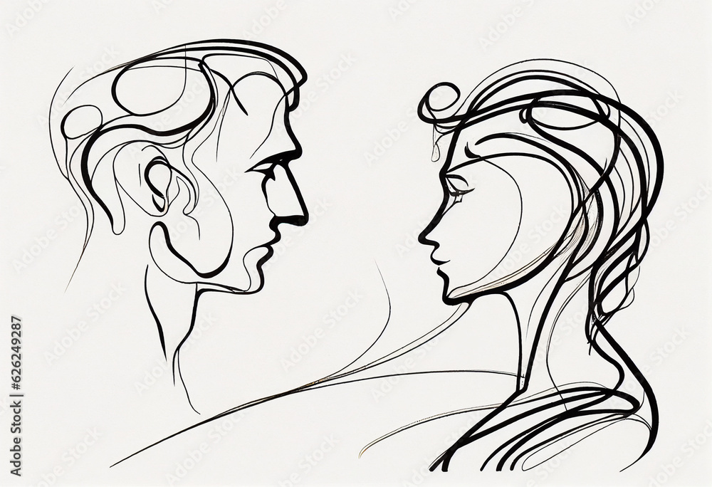Portrait of a couple in Amaze Art style. AI Generated Portrait of a couple in Amaze Art style. AI Generated