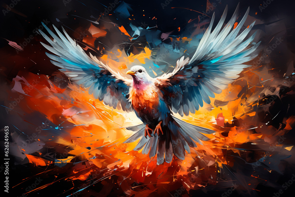Fototapeta premium abstract colorful background with bird