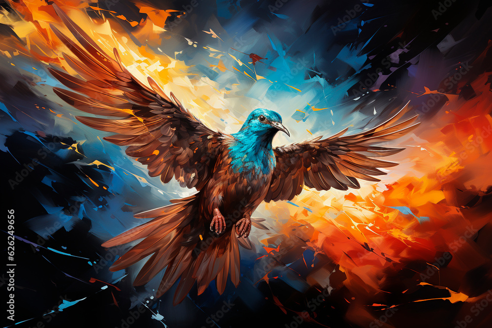 abstract colorful background with bird,generative ai