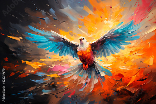 abstract colorful background with bird,generative ai