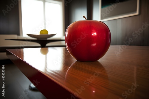 An apple on the table made by midjeorney