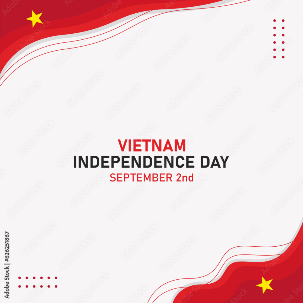 Obraz premium Happy Vietnam Independence Day September 2th Celebration Vector Design Illustration. Template for Poster, Banner, Greeting Card