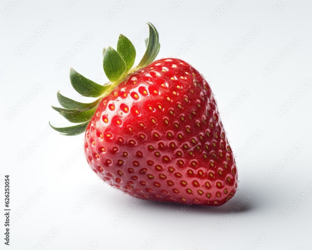 Strawberry with leaves. Ripe Strawberries Isolated on a white background. Generative AI Strawberry with leaves. Ripe Strawberries Isolated on a white background. Generative AI
