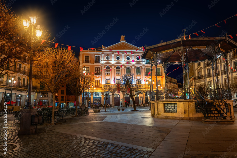 Plaza Mayor Square with Juan Bravo theater at night - Segovia, Spain