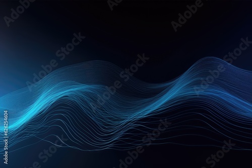 Blue technology ripple lines in front of dark background, generated by AI © evening_tao