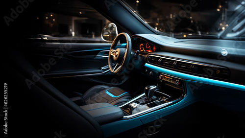 Luxus Auto Innenaustattung im edlen Look mit Amaturenbrett, ai generativ