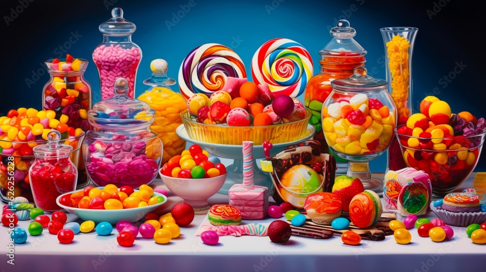 Fototapeta premium candy in the Table, Ai Generative illustration