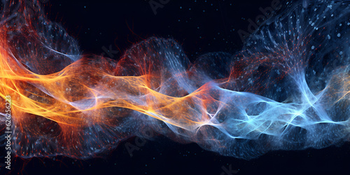 Colorful Wave Of Fire Against The Black Background