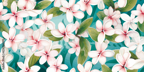 Plumeria, Frangipani seamless pattern watercolor and pencil illustrations of exotic flowers, for wedding stationary, greetings, wallpapers, fashion, backgrounds, wrappers, cards, printing, fabric