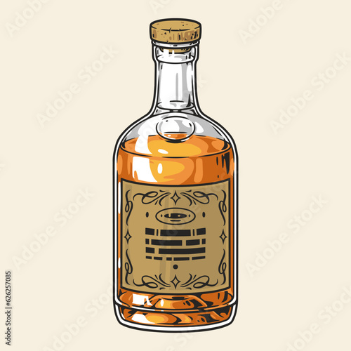 Vászonkép Beverage bourbon vintage label colorful