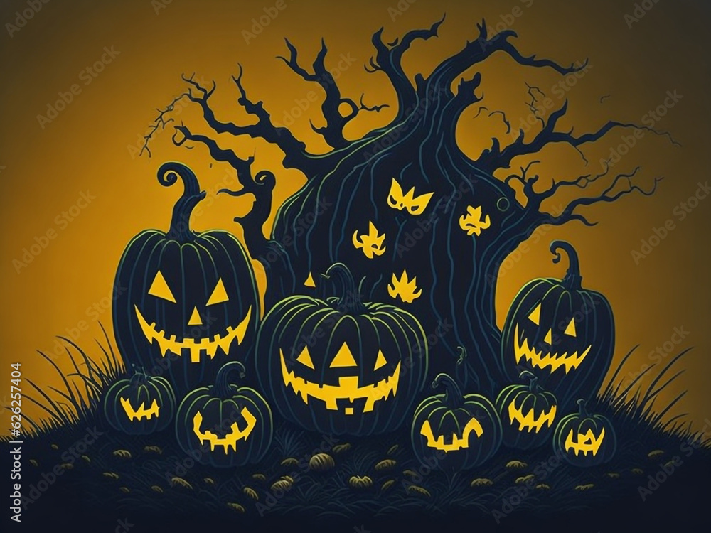 Halloween background with pumpkin , Generative AI