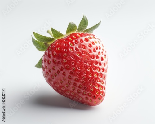 Strawberry with leaves. Ripe Strawberries Isolated on a white background. Generative AI