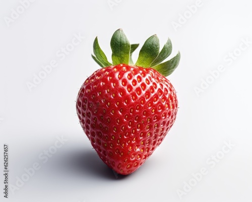 Strawberry with leaves. Ripe Strawberries Isolated on a white background. Generative AI