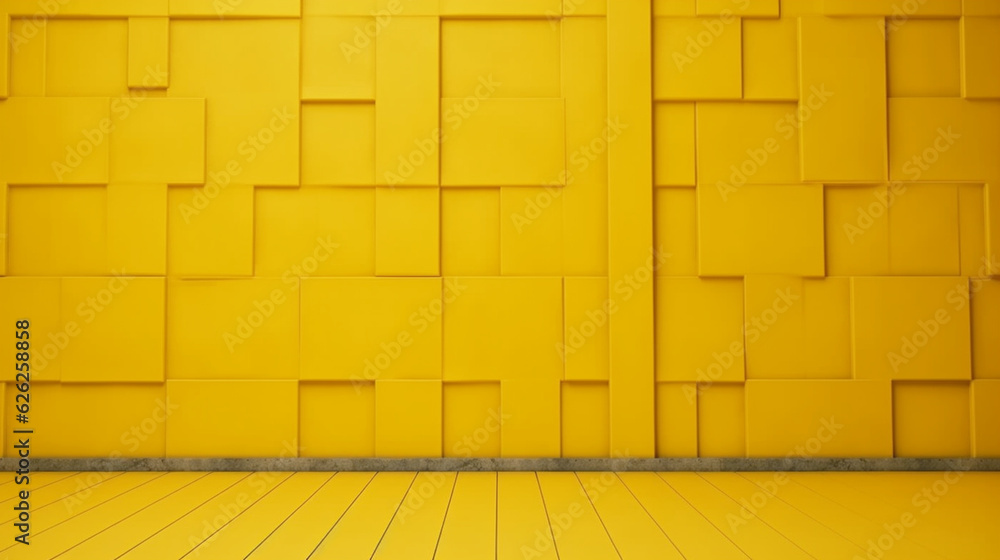 Interior empty yellow room. Copy space. Modern design. Generative AI