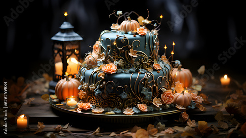 Scary Delicious Delight Halloween Dark Chocolate Cake  A Hauntingly Beautiful Dessert for Horrible Occasions  Ai generative