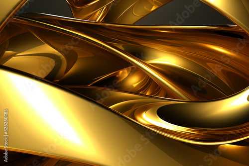 Schöner abstrakter futuristischer Hintergrund in Gold Farben für Webdesign und Drucksachen als Vorlage, ai generativ