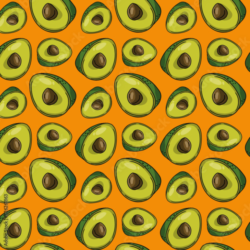 Vector pattern of avocados for custom fabric, wallpaper, backgrounds, surface design and home decor.  (ID: 626261863)
