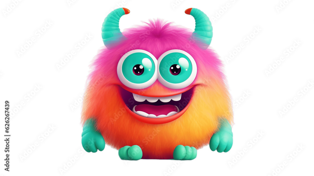 Adorable Monster Isolated on Transparent Background. Generative AI